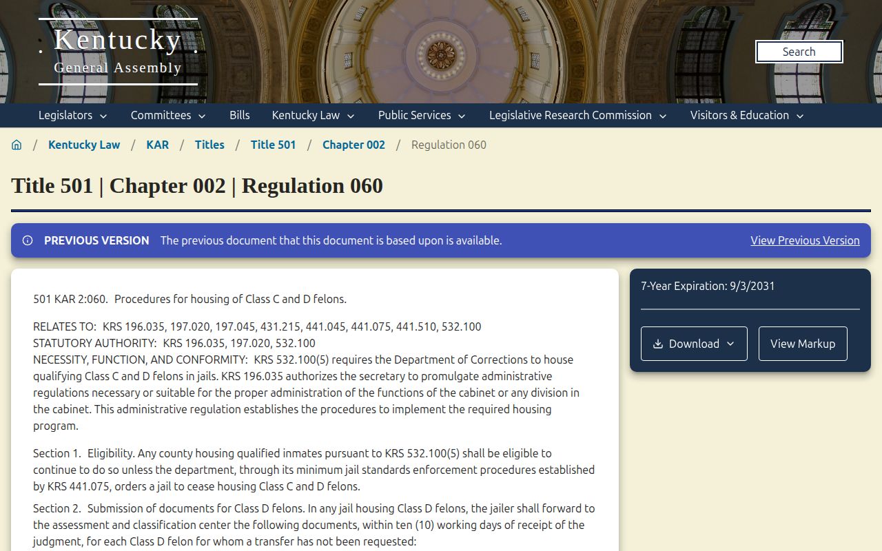 Henderson County projected release date Kentucky sentence credit regulation